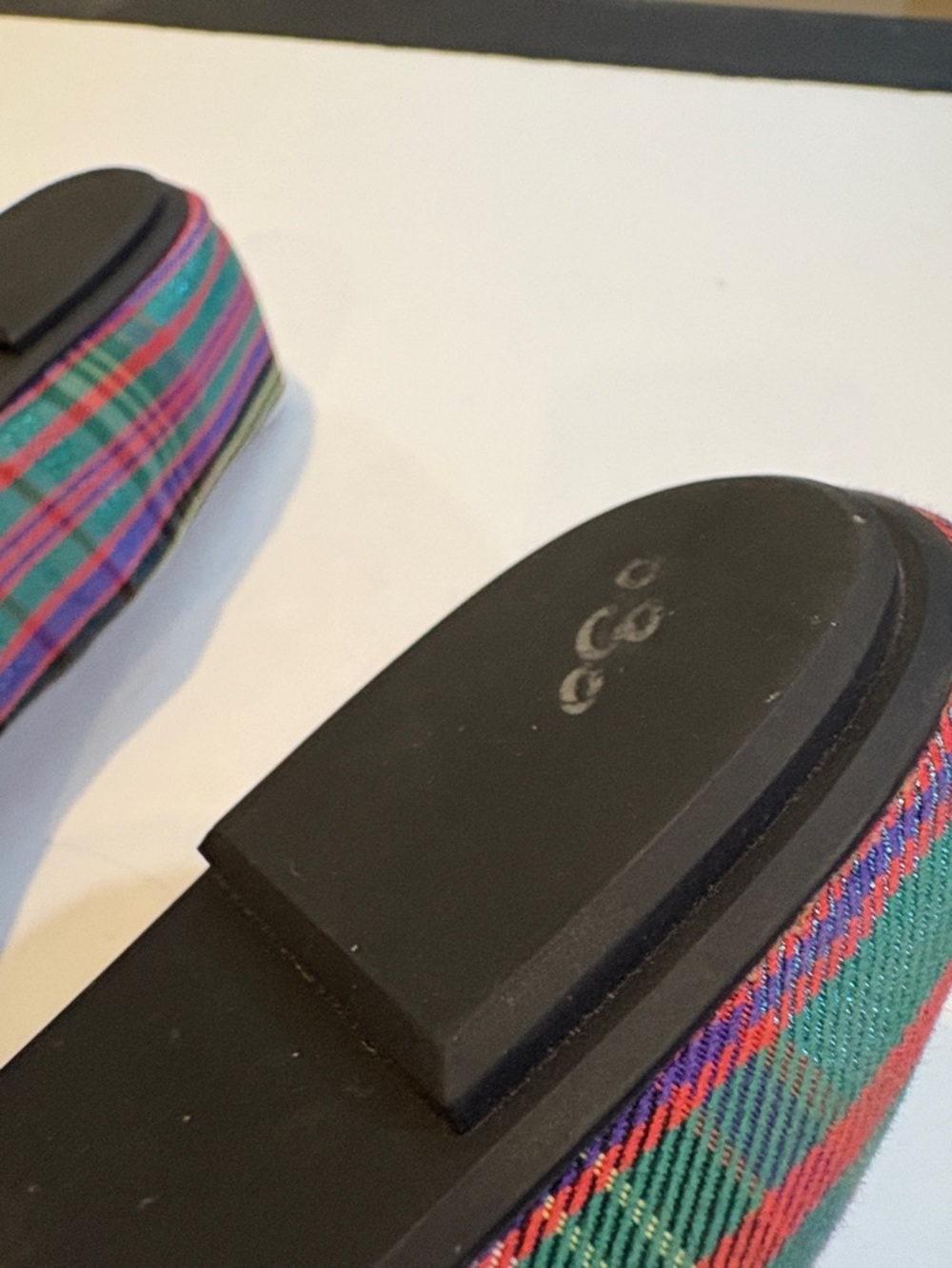 Coach Striped Bow 🩰 Flats in Green & Purple Pink Insole 11B Hard to Find - Picture 10 of 10